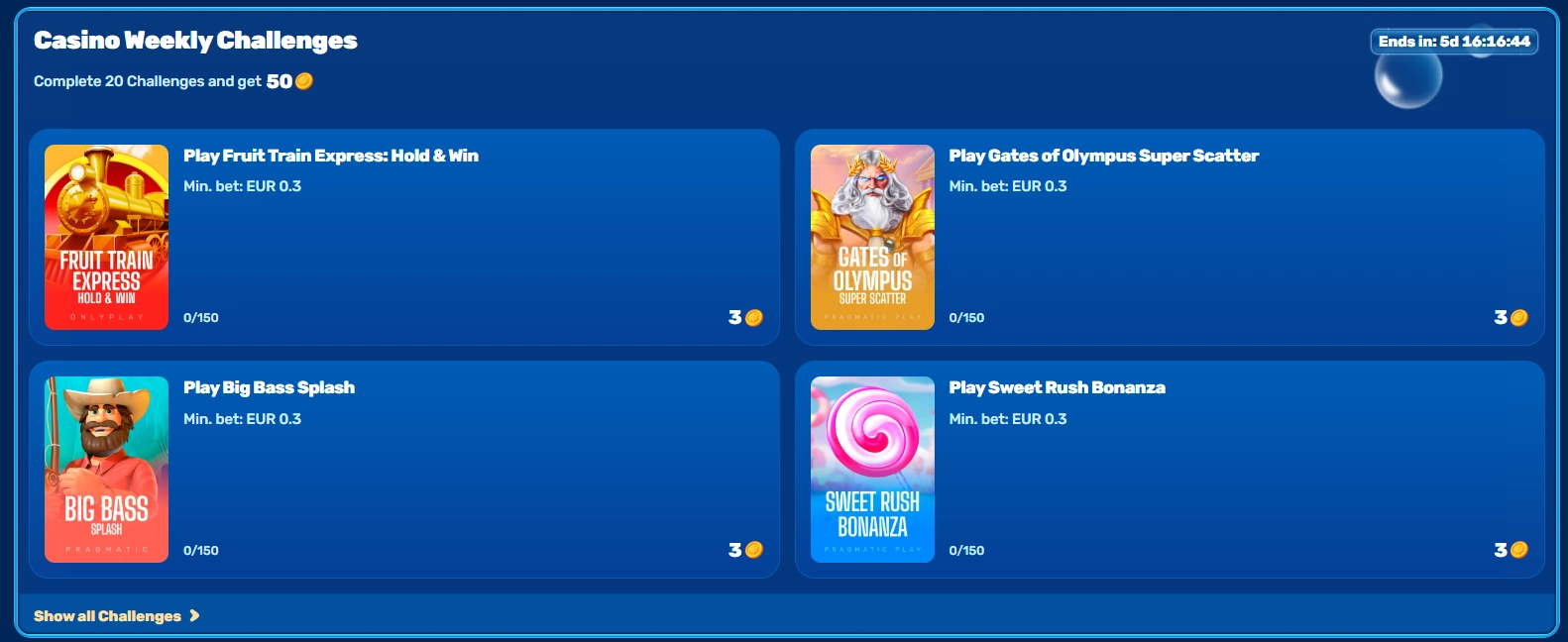 Challenges — Spinfin Casino